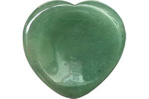 Fekuar Natural Green Aventurine Crystal Thumb Worry Stone, Hand Carved Healing Crystal Heart Shaped Stone for Anxiety Stress Relief Meditation 1.5"