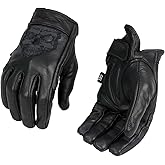 Milwaukee Leather Men's Black Leather ‘Reflective Skull’ Motorcycle Hand Gloves W/Gel Padded Palm MG7570
