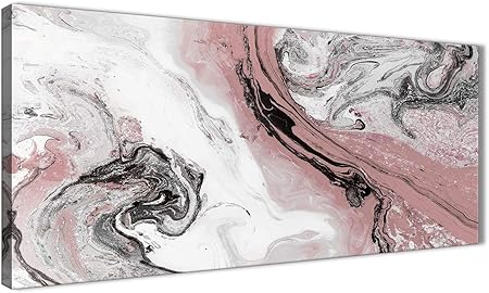 Blush Pink And Grey Swirl Living Room Canvas Wall Art Accessories Abstract 1463 120cm Print Wallfillers Amazon Co Uk Kitchen Home