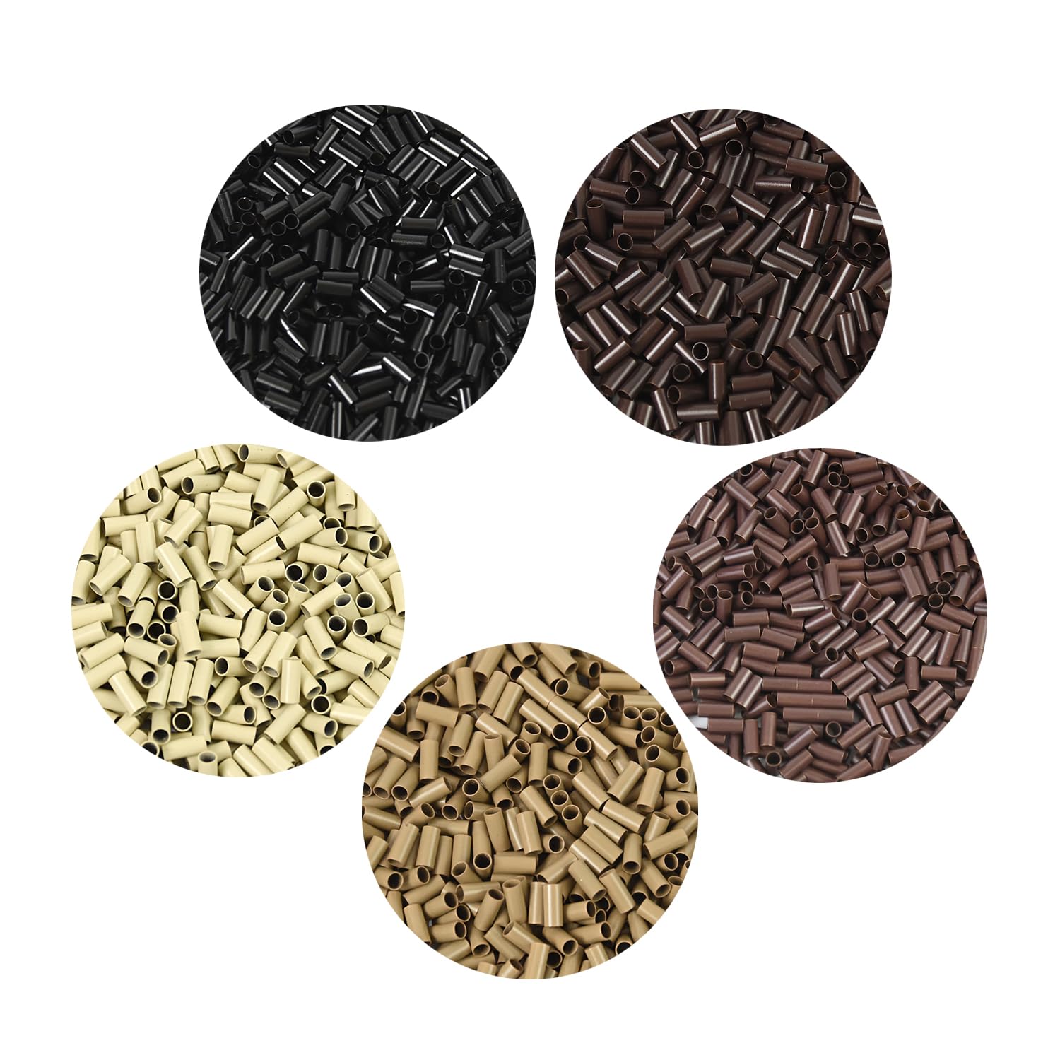 500 PCS Micro Rings Links Beads 3.0x2.6x6.8mm Copper Tubes for Feather I Tip Hair Extensions (Blonde)