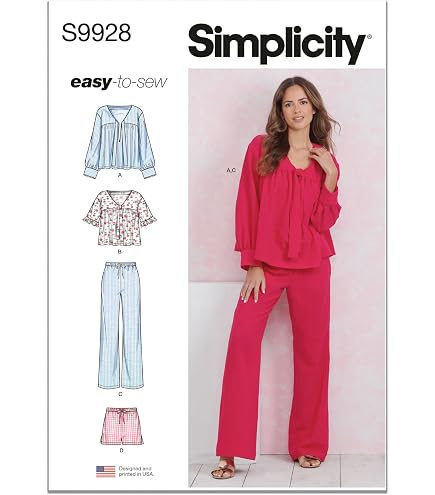 Cartamodello SIMPLICITY SS9856A Per Pigiama Da Donna – Taglie XS-XXL, Con Top E Pantaloni