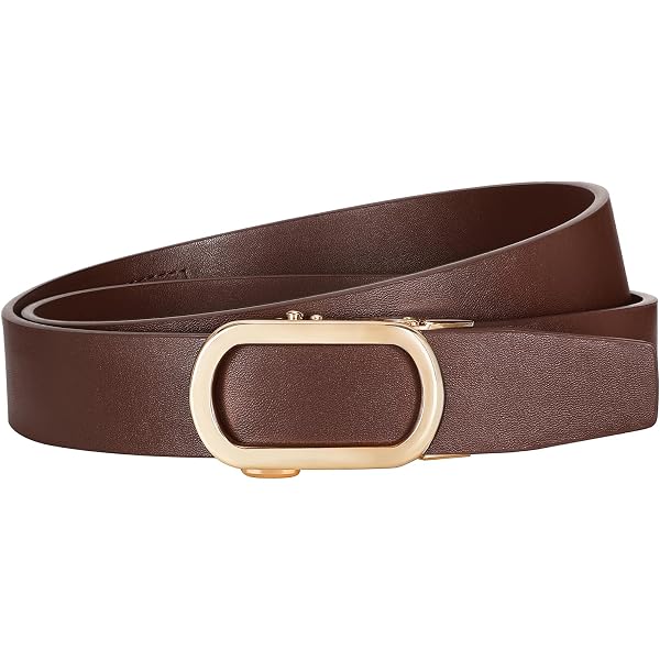 SUOSDEY Women Leather Ratchet Belt for Jeans Pants with Gold  display picture 3