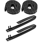 QWORK R28/38 15mm x 30mm Semi Enclosed Black Plastic Cable Wire Carrier Drag Chain, 4 Pack 1M Length with End Connectors, Suitable for CNC Machines (Inner Side Openable)