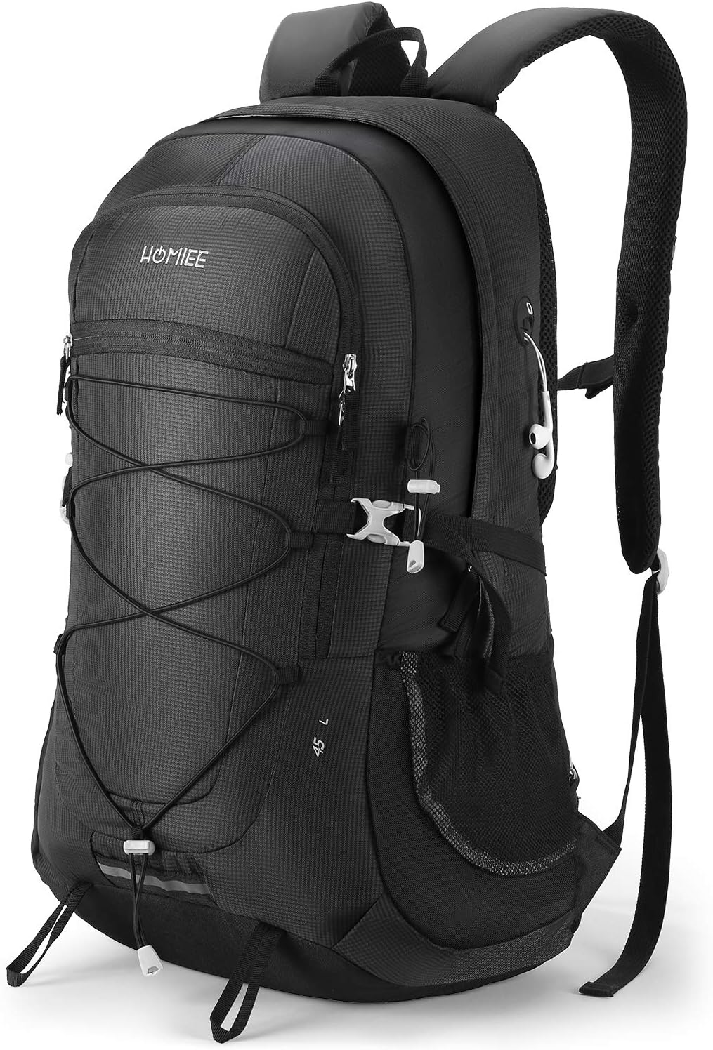 HOMIEE 45L Hiking Backpack, Trekking Backpack Waterproof (Black