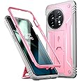 Poetic Revolution Case for OnePlus 11 5G 6.7"(2023), [20 FT Mil-Grade Drop Tested], Full-Body Rugged Dual-Layer Shockproof Protective Cover with Kickstand and Built-in-Screen Protector, Light Pink