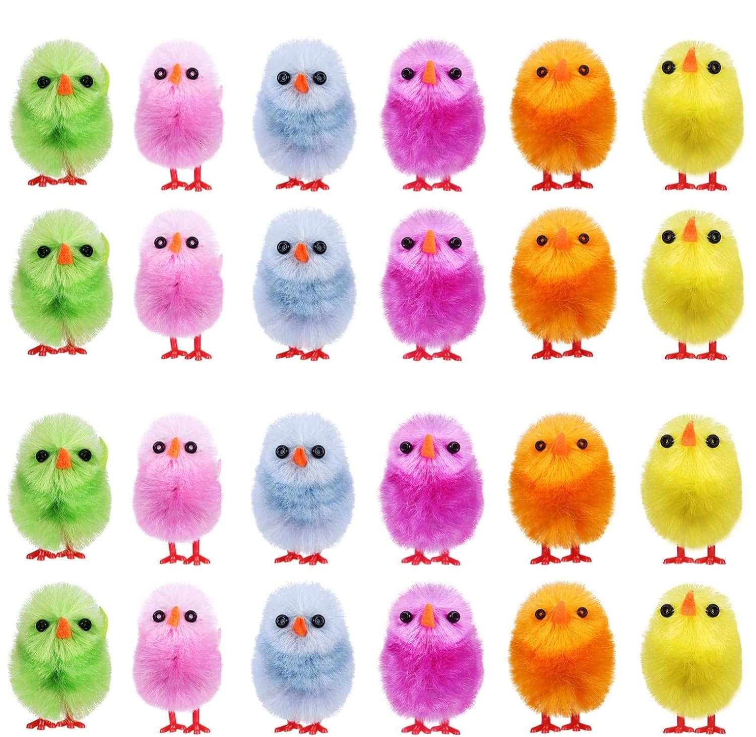 SHATCHI 12 x Multi Coloured Easter Chicks Mini Plush and Fluffy for Egg Hunts Children Kids Bonnet Decoration Crafts Accessories