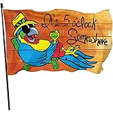 It'S 5 O'Clock Somewhere Parrot Flag 3x5 Ft Outdoor Outside Yard Banner | Decoration Home House Lawn Holiday Farmhouse Garden Deco Indoor Sign With Grommet