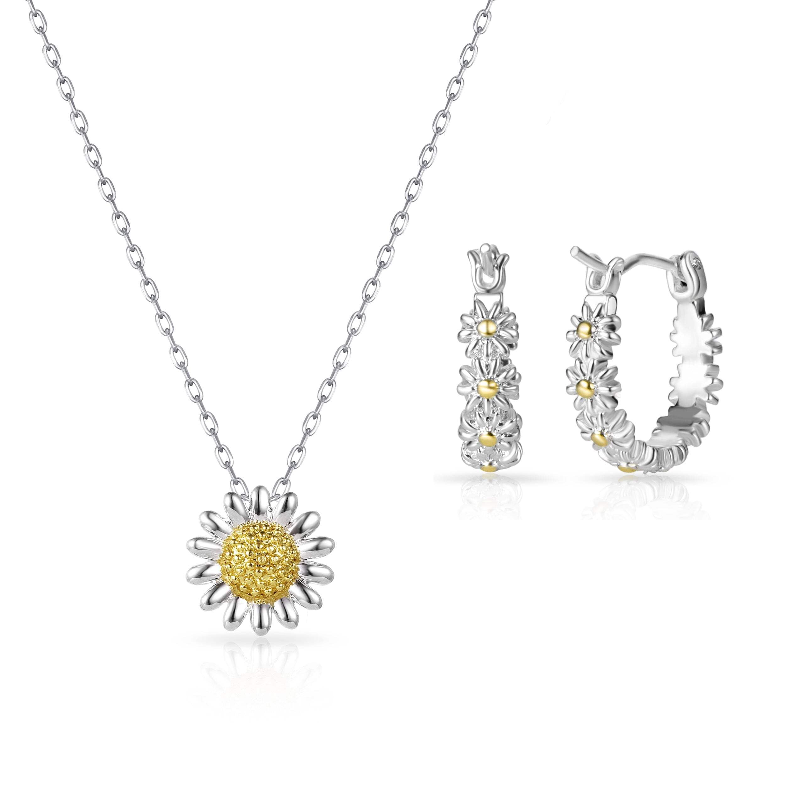 Philip Jones Daisy Necklace and Hoop Earrings Set
