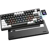 YUNZII AL80 75% Wireless Aluminum Mechanical Keyboard(Black, Cocoa Cream) | QMK/VIA, Smart LCD Display and Knob, Hot Swap, Gasket Structure, BT/2.4G/USB-C, RGB Keyboard for Gaming/Win/Mac