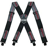 KUNN Mens Suspenders X-Back 2 Inch Wide Elastic Suspender Heavy Duty Clips Work Suspenders