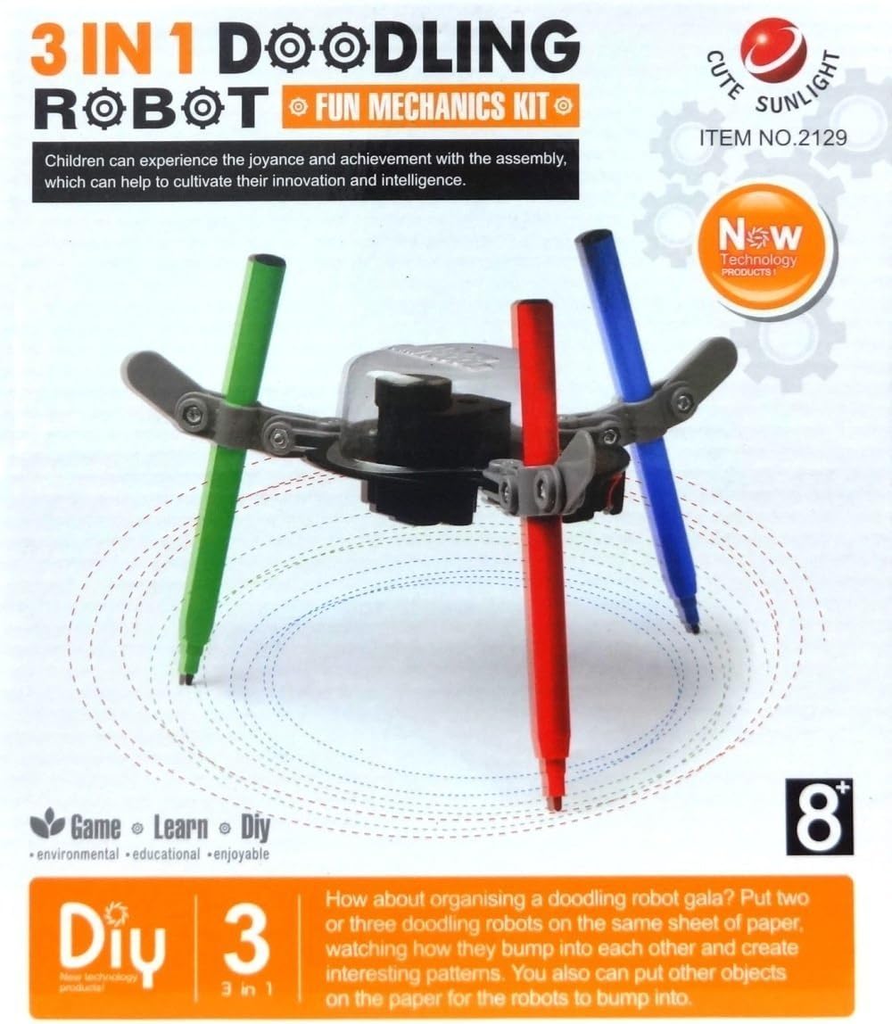 ApexJoy 3 in 1 Doodling Robot DIY Kit Children Environmental Science Education Drawing Toy