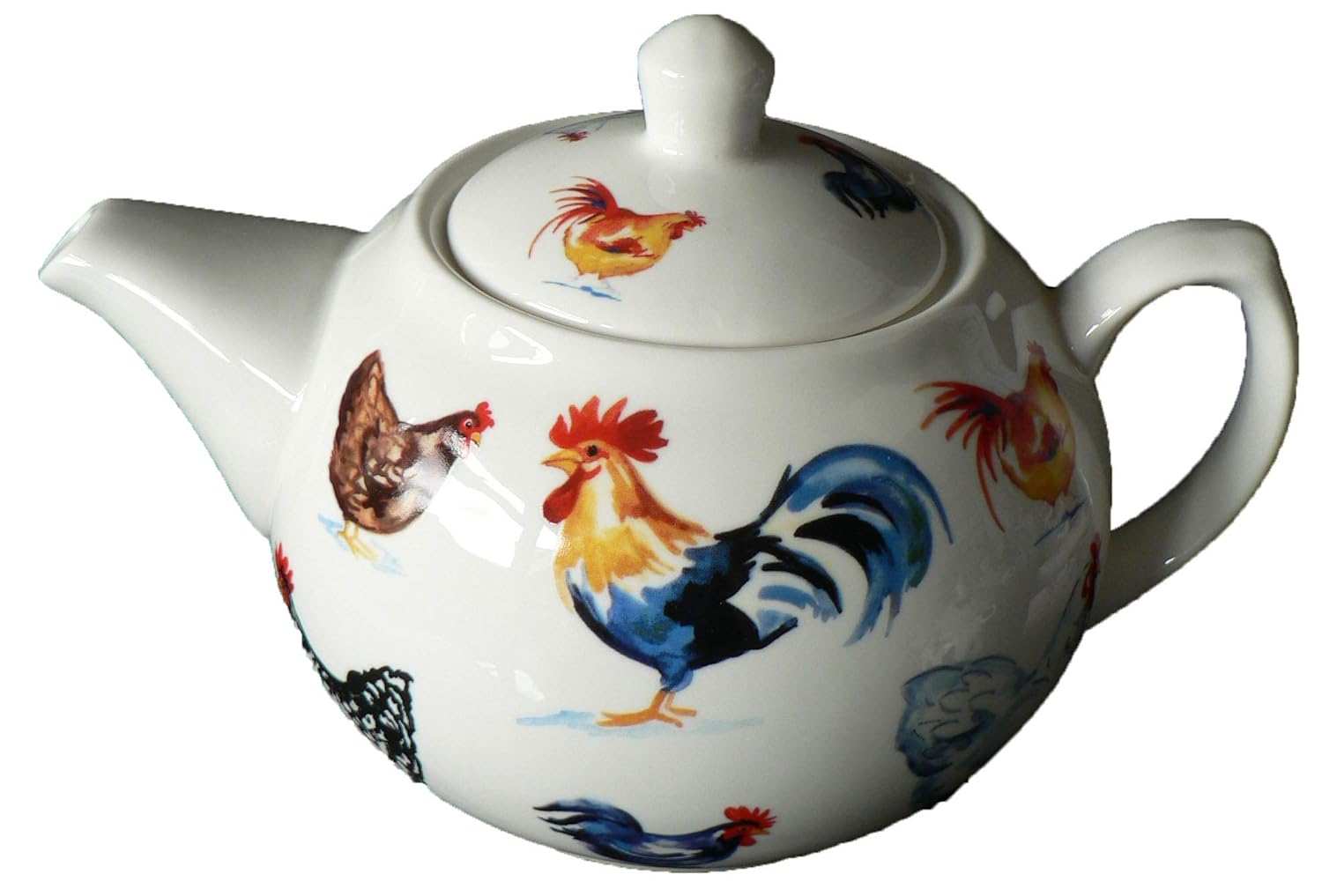 Chicken teapot Porcelain 6 cup teapot decorated with chicken cockerels