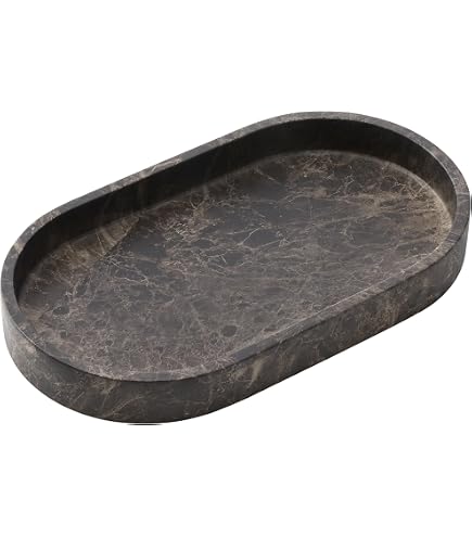 WORHE Plateau Coiffeuse Marbre Élégant – Organisateur Bijoux & Maquillage, Design Luxe Naturel