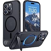 Temdan Magnetic Compatible with iPhone 15 Pro Case, [Built-in Invisible Kickstand][Compatible with MagSafe] [Military Grade Shockproof] Slim Translucent Matte Phone Case for iPhone 15 Pro 6.1"