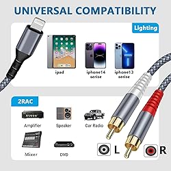 QIMIAOUS [MFi Certified] 10.5FT Lighting to RCA