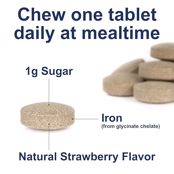CARLSON – KID’S CHEWABLE IRON, 15 MG, SUPERIOR ABSORPTION, BLOOD HEALTH, ENERGY PRODUCTION & OPTIMAL WELLNESS, NATURAL STRAWBERRY FLAVOR, 60 TABLETS