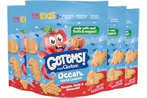 Get'ems! from Gerber Pumpkin, Apple & Cinnamon Ocean World Cookies, Kids Snack Made with Real Veggies & Fruits, Iron & Vitamin E