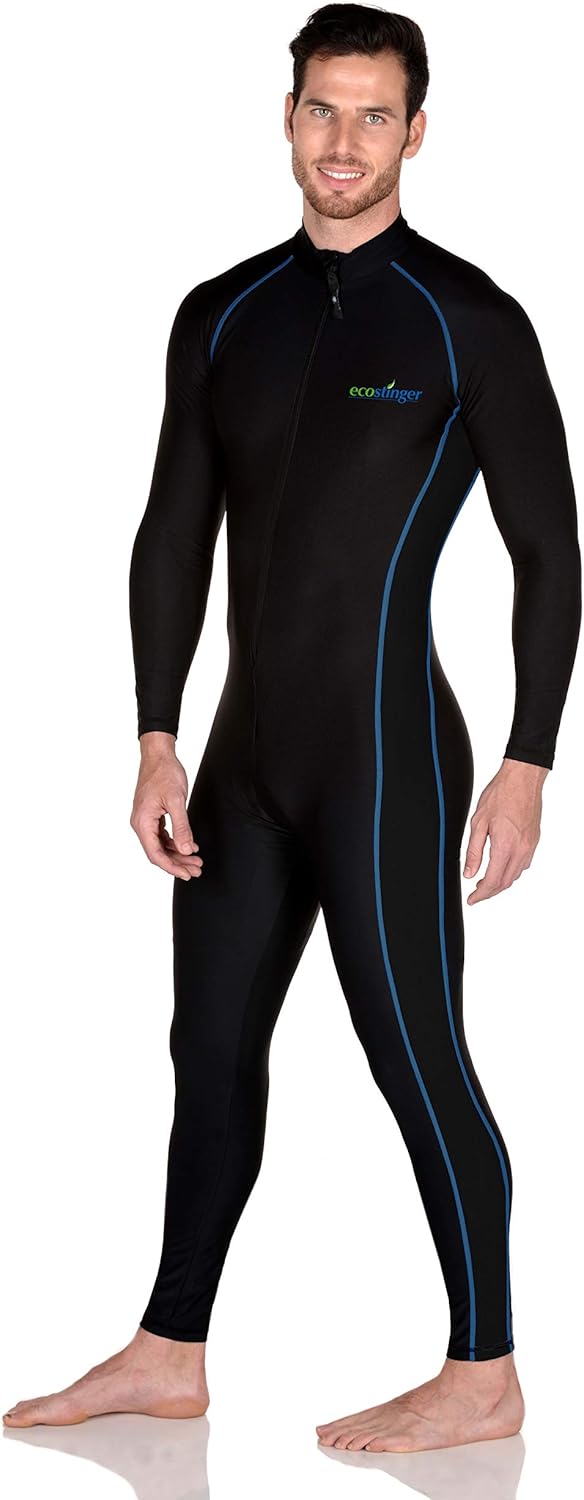 EcoStinger Men Full Body Swimsuit Stinger Suit UPF50+ Chlorine Resistant Black Royal Stitch: Clothing