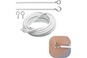 Xiaokeis Net Curtain Wire White Hanging Window Cord Cable Kit 2-4 Meters Curtain String with Self-Adhesive Hook Eyes for Curt