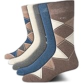 Calvin Klein Mens Dress Socks - 5 Pairs Soft Cotton Blend Crew Socks for Men - Classic Comfort Stay Up Cuff Mixed Pattern