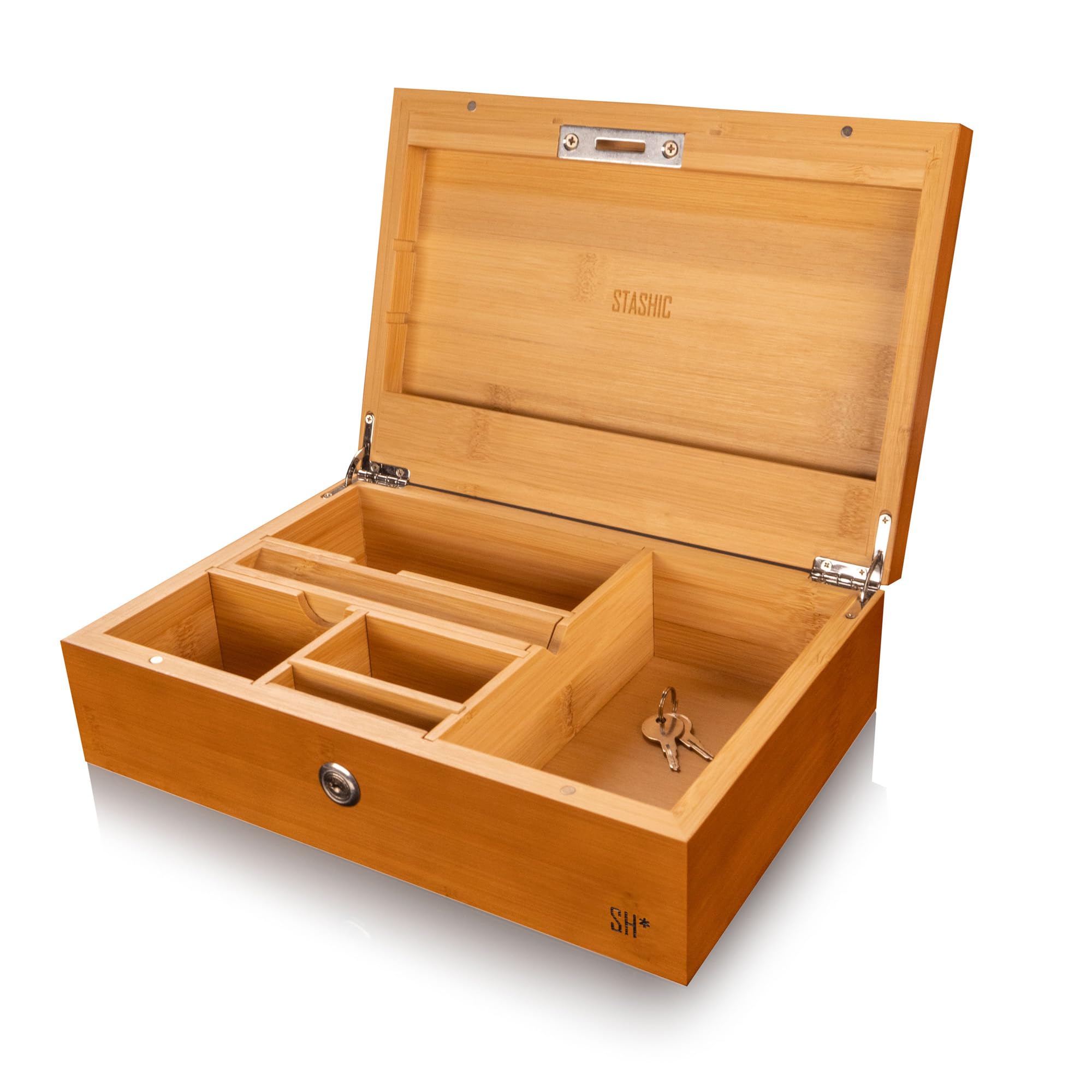 STASHIC Stash Box - Rolling Box - Lockable - SH* (Lock, Bamboo)