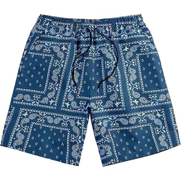 MECH-ENG Mens Mesh Paisley Shorts Casual Retro Graphic