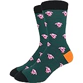 Good Luck Sock Men's Pig Crew Socks,Large (Shoe size 7-12),Green
