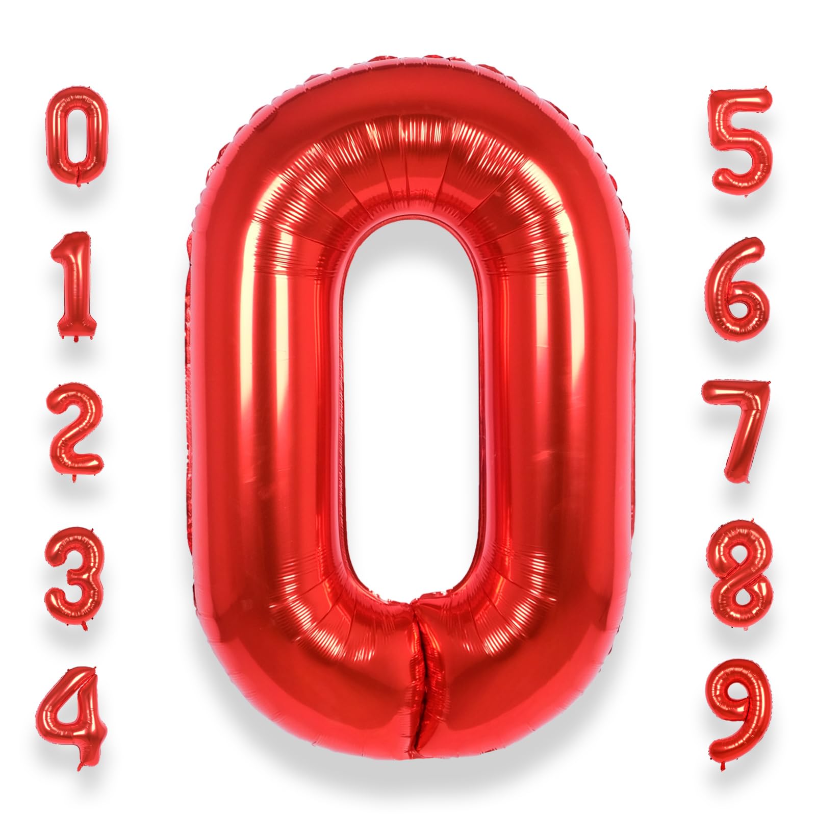 Photo 1 of AULE 40 Inch Big Red 0 Balloon Number Large Foil Helium Number Balloons 0-9 Jumbo Giant Happy 0th Birthday Party Decorations for Boy or Girl Huge Mylar Anniversary Party Supplies