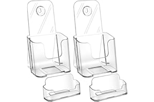 zavekia Acrylic Brochure Holder.4 inches Wide Brochure Holder Wall Mount Clear Countertop Organizer Literature Holders (2)