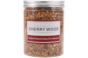 HEALLILY Cherry Wood Chips 125g Medium Bottle for BBQ Smoking and Cocktail Infuser, Natural Hickory Smoker