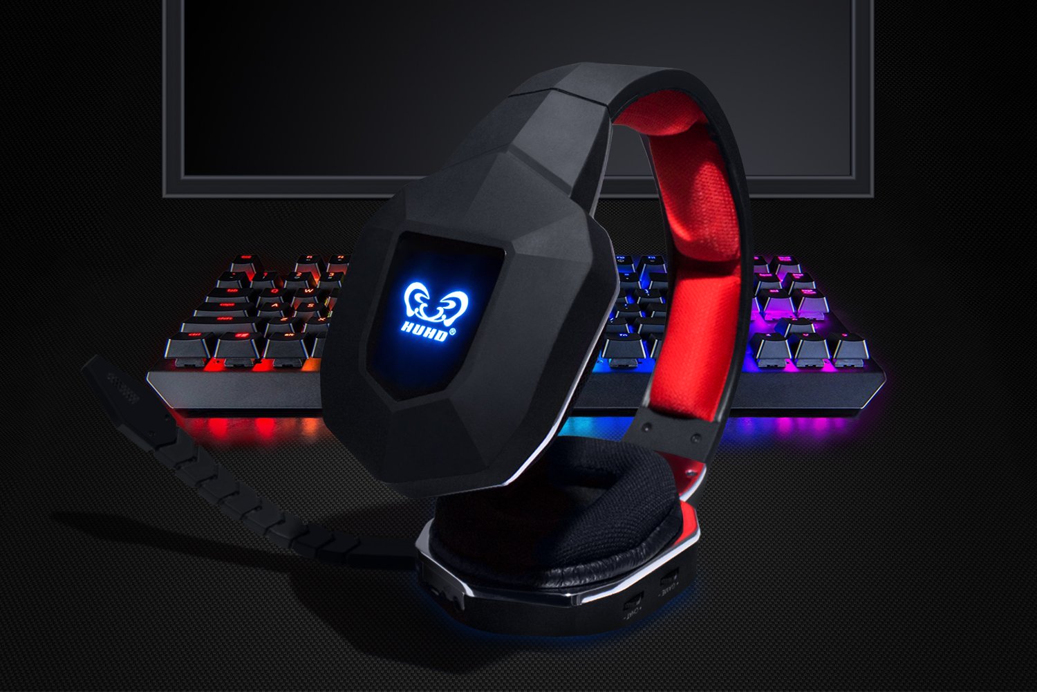 Wireless Headset 2.4Ghz Optical BliGli Noise Canceling Stereo Gaming Game Headphones for TV, PC, PS3, PS4,with 7.1 Surround Sound,Detachable Mic, Rechargeable Battery, and LED Light