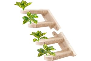 Meowoou Cat Wall Shelves,Modern & Durable 4 Steps Sisal Rope Stairs & Perch for Cat Climbing Wall Systems with Leaves Left Step B