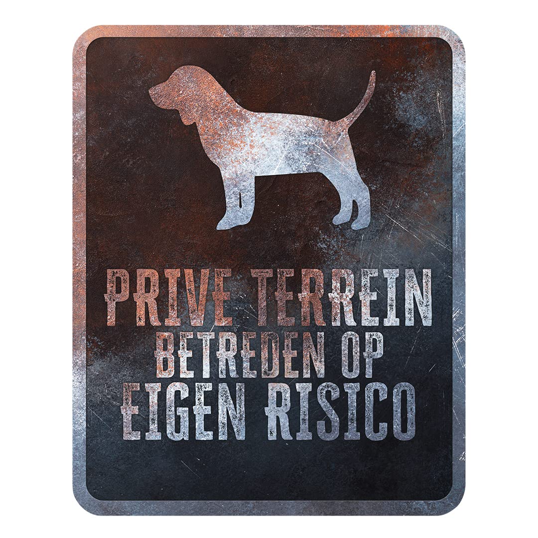 D&D Home, Warning Sign 25 x 20 x 0.3 cm Dutch Version Black Background Metal Warning Sign Rust Resistant Funny Text