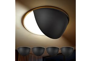 4-Pack 6-Inch Stick-On Recessed Light Half Shields, Black Anti-Glare Light Diffuser Covers for Ceiling Can Lights, Easy Peel-