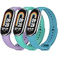 TFXXSJWY 3 Pack Bands for Mi Band 8 Strap/Mi Band 9 Strap Soft Silicone Replacement Sport Wristband for Xiaomi Mi Band 8/9 Watch Band Accessories for Women Men