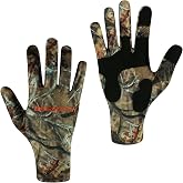 BASSDASH UPF 50+ Unisex Lightweight Camo Hunting Gloves Early Season | Breathable Stretch Gloves with Touchscreen Fingers, Anti-slip Palm for Warm Weather Fishing Photography Men Women