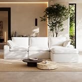 Novilla 104.3" Modular Cloud Couch, Modern Sectional Sofa with Smarts Coil&reg; Support, Chenille Fabric, Upholstered Couch for Living Room Apartments Bedroom, No Assembly, 3 Seater + 1 Ottoman, White