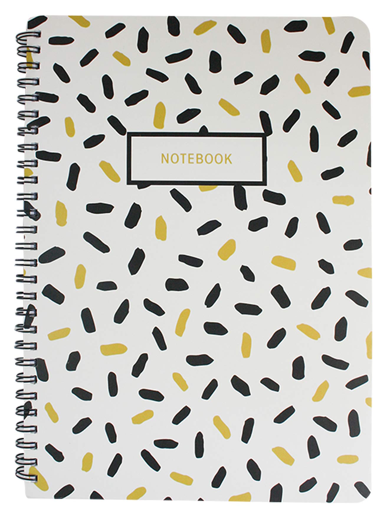 Emartbuy Black & Gold Doodle Hard Cover Spiral Exercise Book Diary Notebook Notepad Writing Journal Ruled B5 Size 80 Sheets (160 Pages) - Dashes