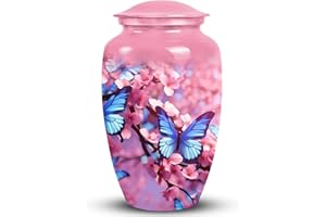 PARUHAS Blue Butterfly Urn - Blue Urn - Urns for Human Ashes Adult - Butterfly Memorial Urns for Human Ashes - Decorative Urn