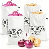Okllen 4 Pack Potato Storage Bag for Pantry Potato and Onion Storage Bags with Drawstring &Side Zipper, Cotton Vegetable Bags