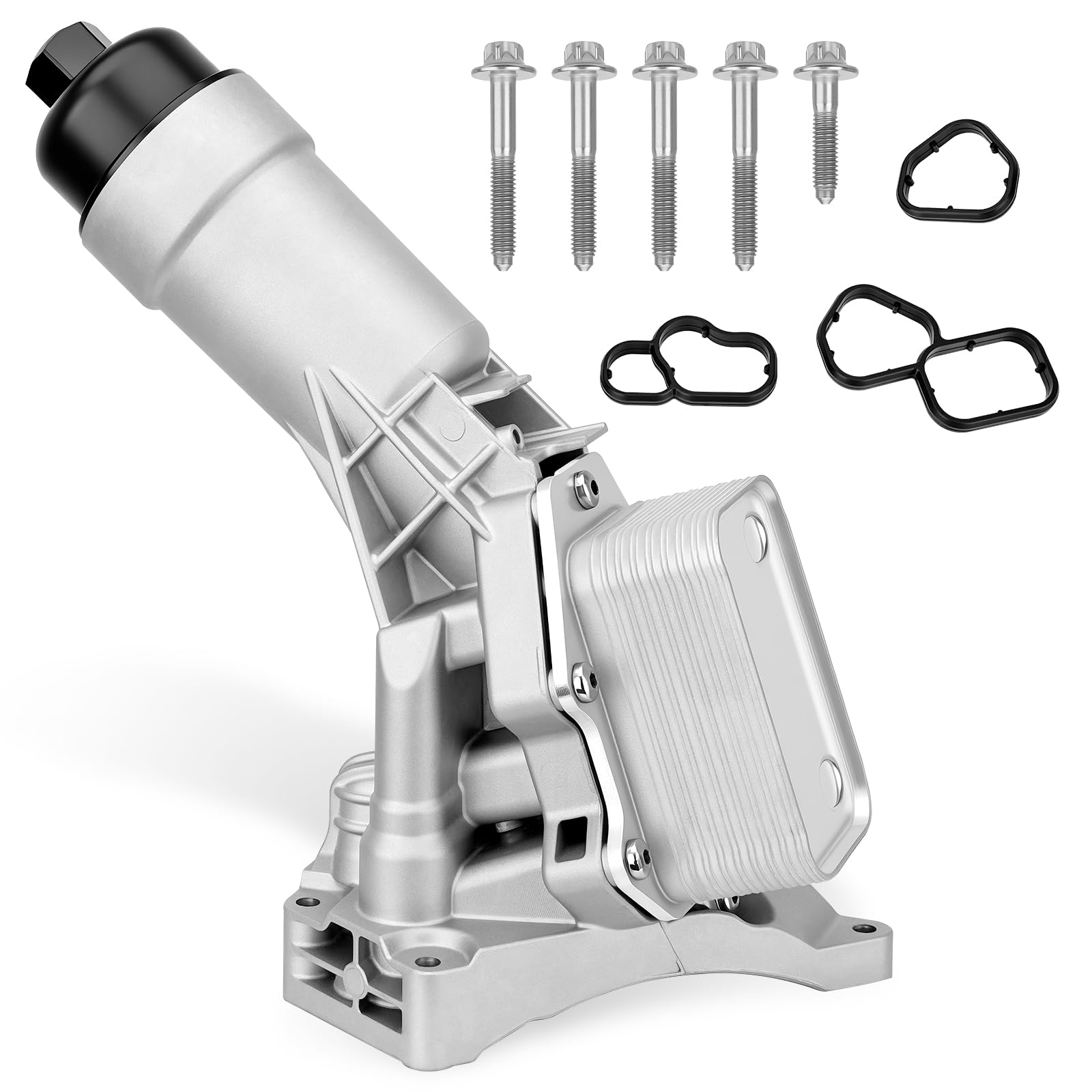 Photo 1 of 11428580414 Upgrad Aluminum Engine Oil Cooler Filter Housing Assembly w/Filter, Gasket & Sensor Compatible with 2019-2025 BMW X3 X4 Z4 230i 330 430i 530 B48 2.0L L4 Replace# 11428651710 11428580415