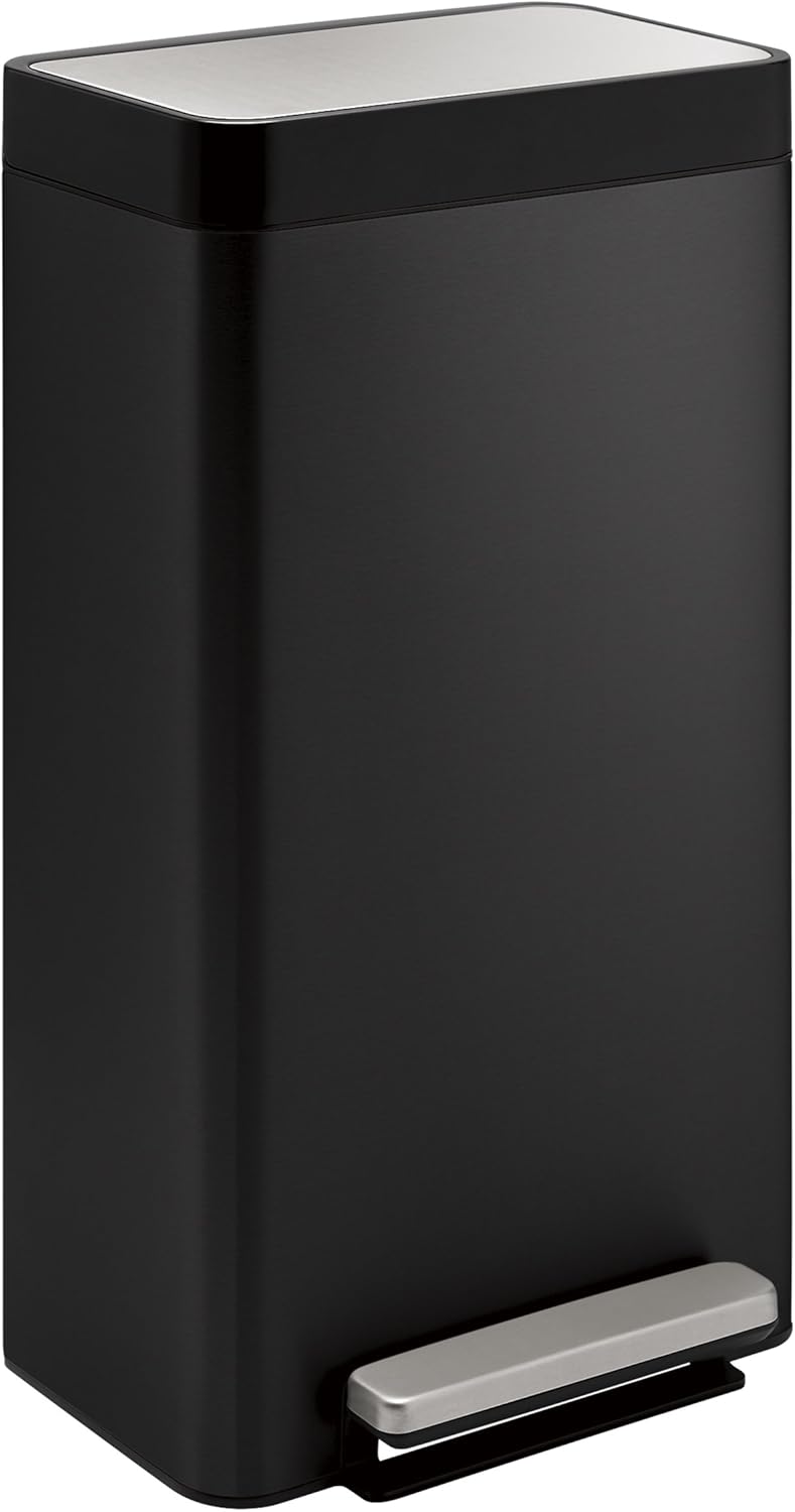 Kohler 20941BST 8Gallon Loft Step Trash Can, Black Stainless Amazon