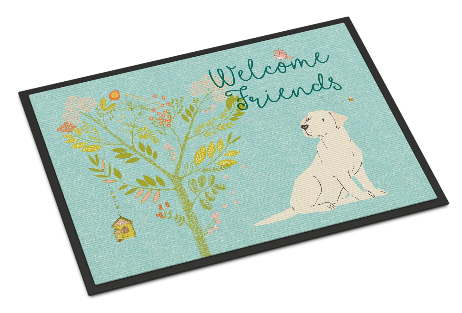 Caroline's Treasures BB7596JMAT Welcome Friends Yellow Labrador Retriever Doormat 24x36 Front Door Mat Indoor Outdoor Rugs for Entryway, Non Slip Washable Low Pile, 24H X 36W
