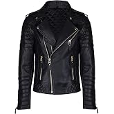 SpazeUp Men&rsquo;s Lambskin Leather Jacket | Quilted Brando Biker Motorcycle | Jacket Men | Cafe Racer Leather Jackets for Men Men&rsquo;s Lambskin Leather |