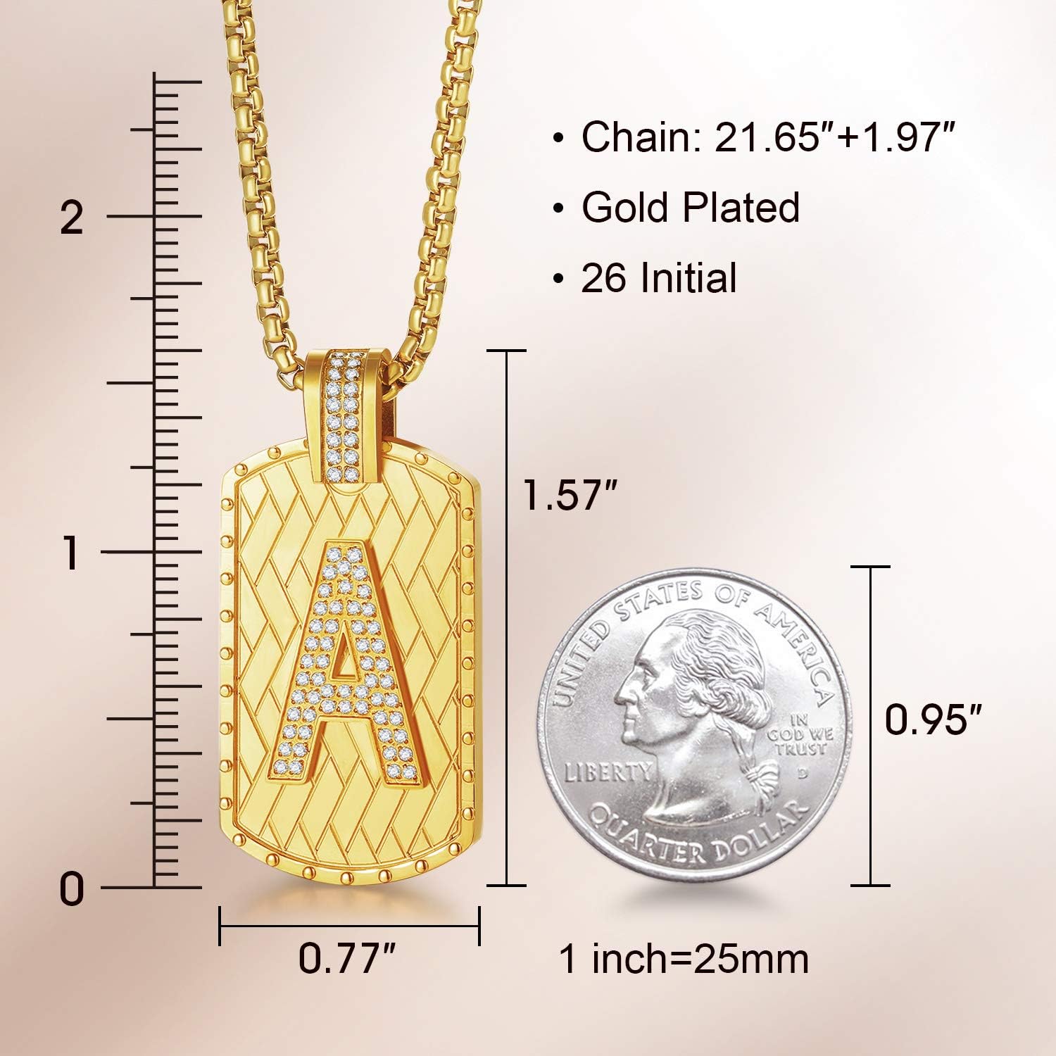 ETEVON Gold Initial Necklace for Men A-Z Letter Pendant Chain Capital Personalized Necklaces Fathers Day Graduation Gift for Him Birthday Jewelry for Boyfriend Husband Dad Son | 