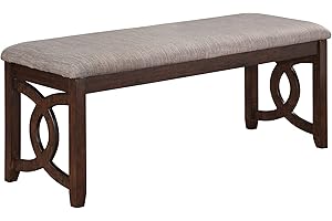New Classic Furniture Gia Upholstered Dining Bench, Cherry Brown
