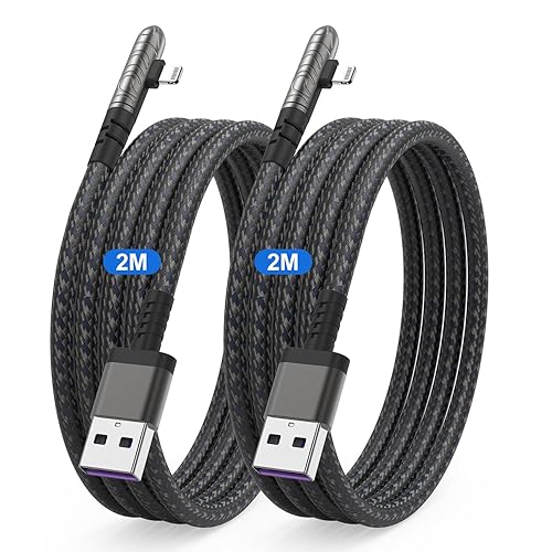 90 Degree iPhone Charger Cable 6ft, MFi Certified Lightning Cable