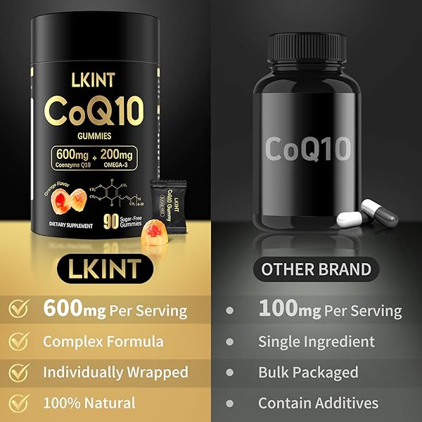 COQ10 GUMMIES, CO Q 10 SUPPLEMENT SUGAR FREE, CQ10 600MG WITH OMEGA 3 & VITAMIN E, HIGH ABSORPTION COENZYME Q10 GUMMIES FOR HEART HEALTHY, ENERGY & ANTIOXIDANT SUPPORT, ORANGE FLAVOR, 90 COUNT
