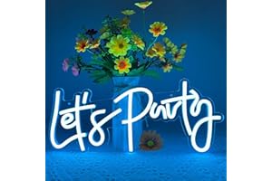 BERNICEKELLY Let's Party Neon Sign, LED Neon Lights for Bedroom Wall Decor, Art Decorative Lights for Bachelorette Party, Engagement Party, Birthday Party, Living Room, Gamer Room Decor Aesthetic (Blue)