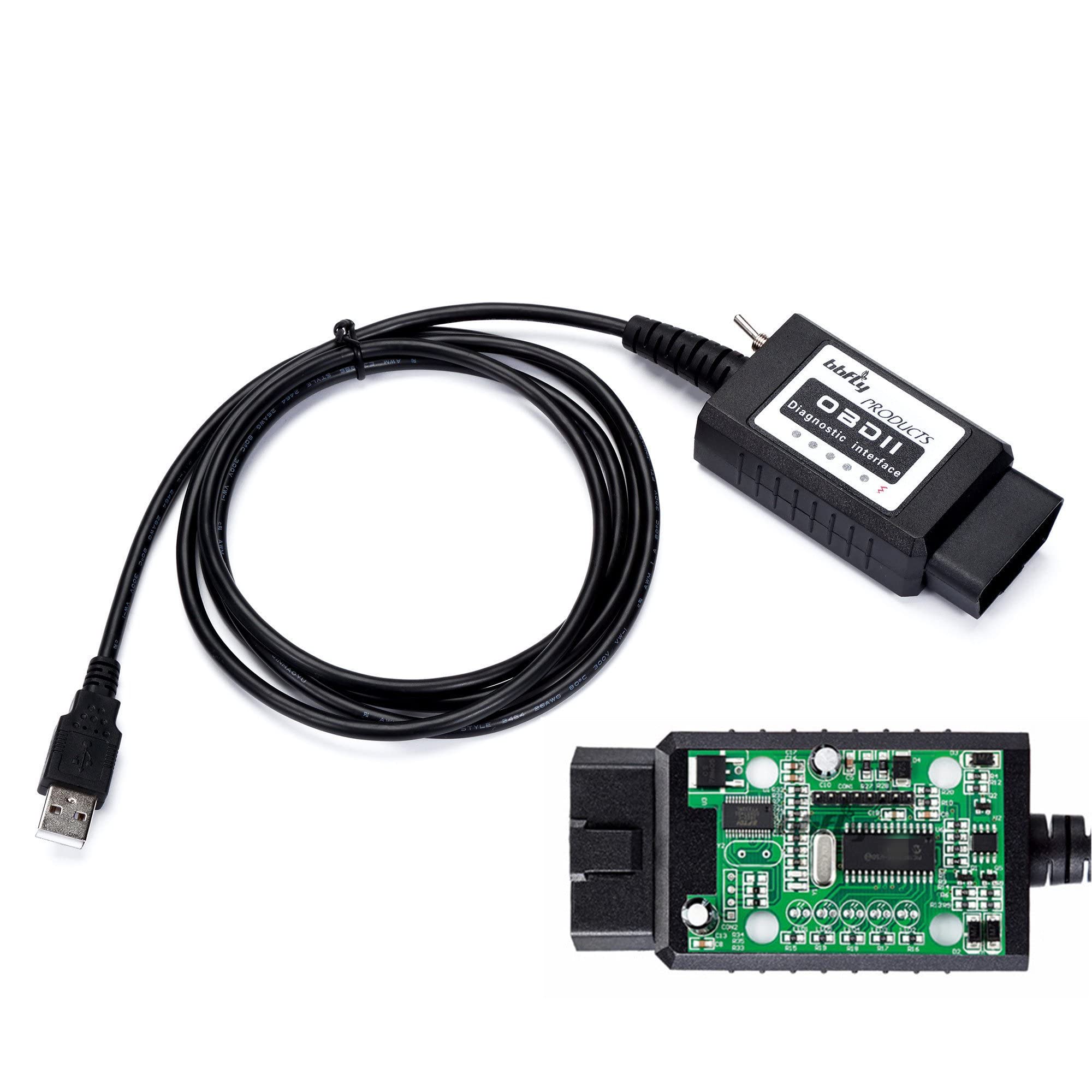 bbfly-BF32302 USB modified FTDI chip OBDII ELMconfig Forscans HS-CAN/MS-CAN